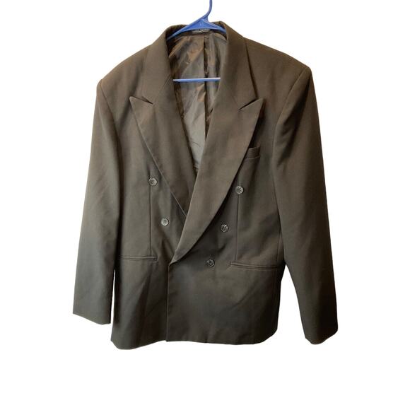 Julian Loren Men’s 44R Double Breasted Black Suit Jacket Blazer Classic Formal - Picture 2 of 14